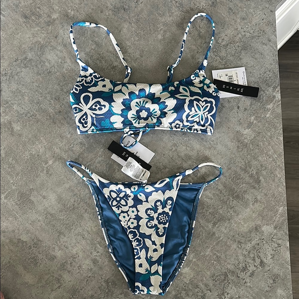 O'Neill Blue and White Floral Bikini
